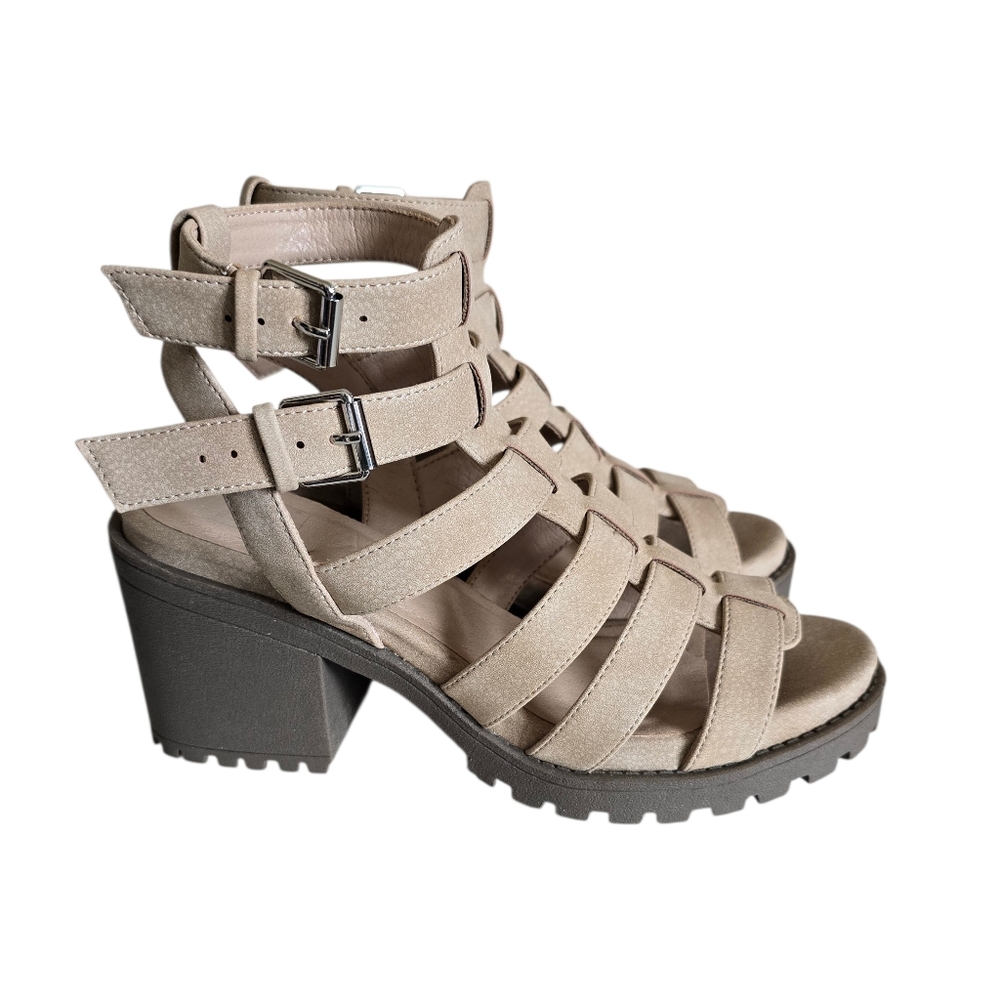 New 🤎 Dirty Laundry Women's Fun Stuff Natural High Heel Gladiator Sandals - Picture 8 of 16